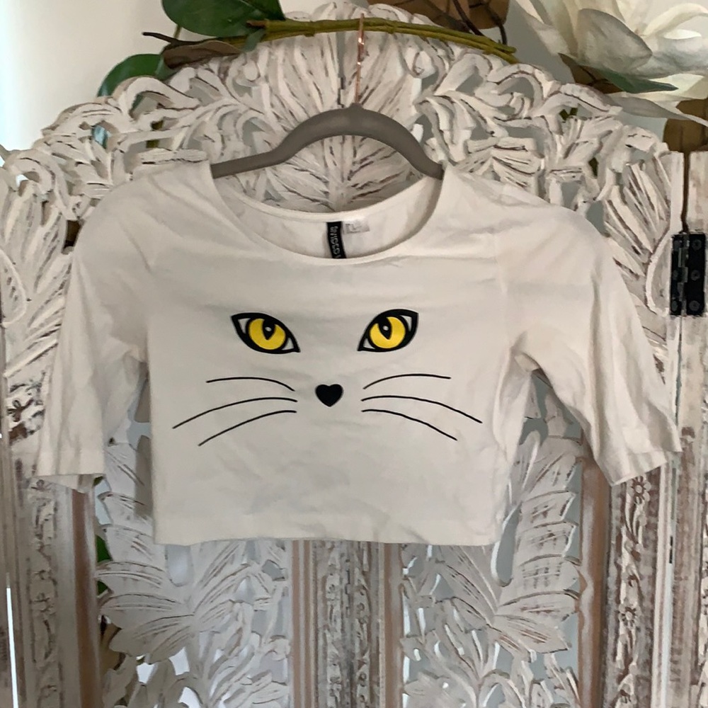 Kitty Cat Crop Top H&M with Sleeves